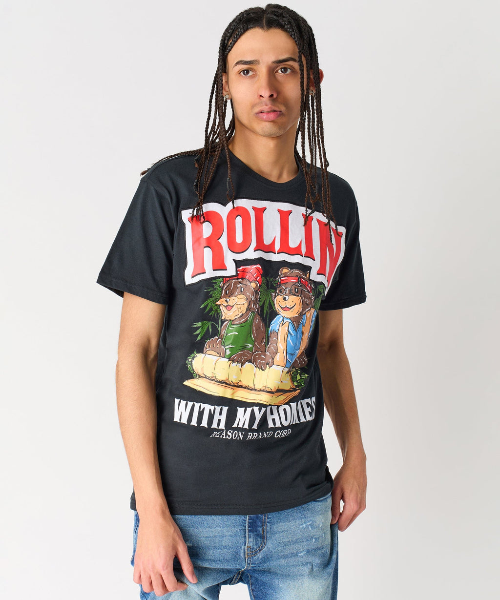 Cheech & Chong Keep Rollin On Graphic Short Sleeve Tee - Black