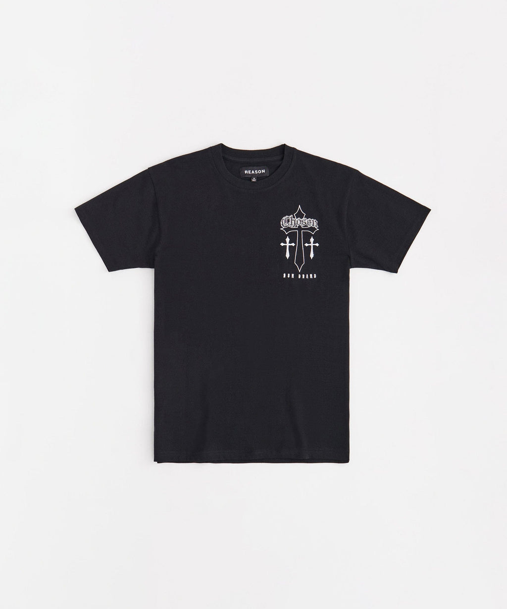 Chosen Embroidered Cross Short Sleeve Tee - Black