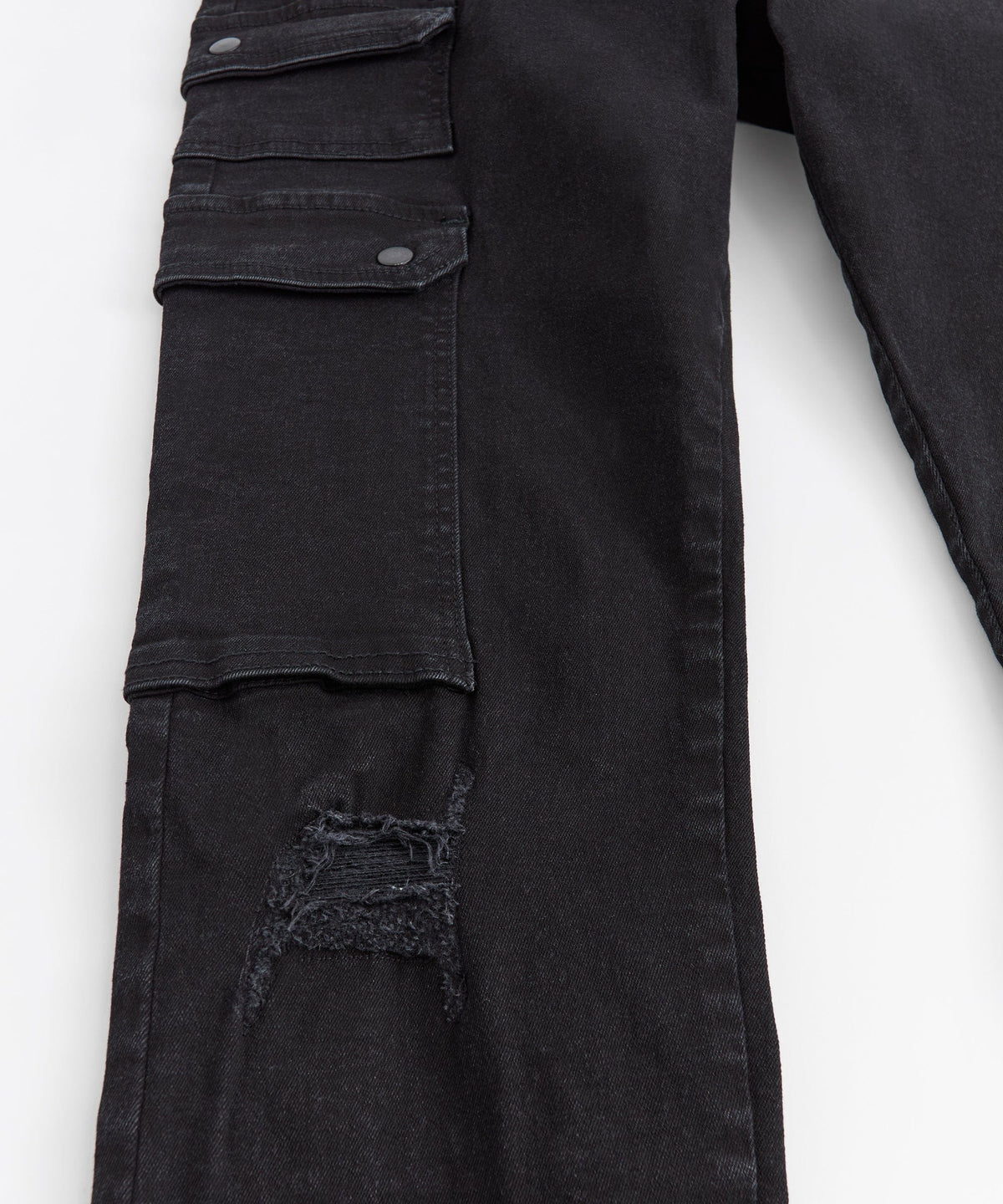 Classic Distressed Cargo Pants - Black